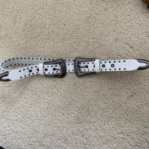 White Leather Western Belt